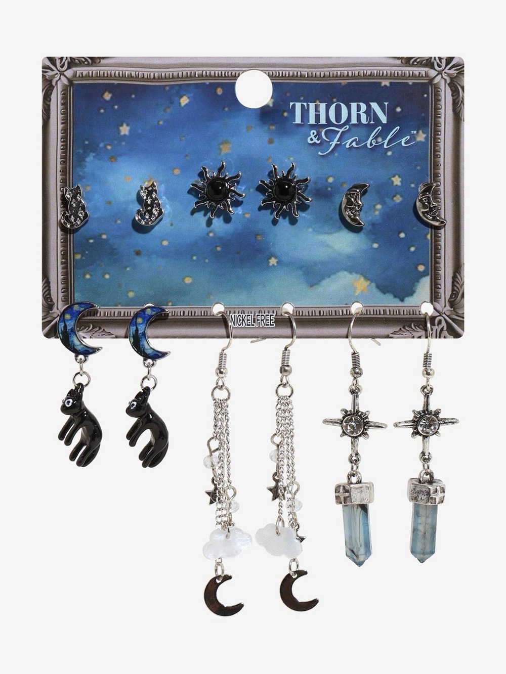 Thorn & Fable Starry Night Cat Earring Set Hot Topic